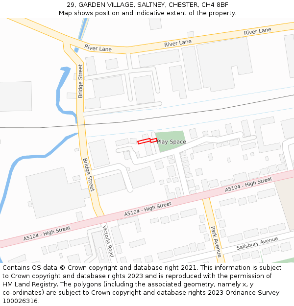 29, GARDEN VILLAGE, SALTNEY, CHESTER, CH4 8BF: Location map and indicative extent of plot