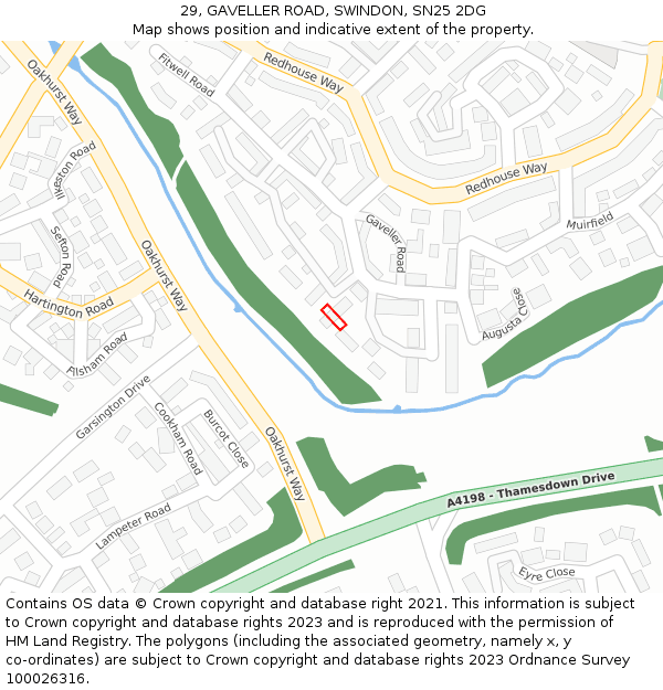 29, GAVELLER ROAD, SWINDON, SN25 2DG: Location map and indicative extent of plot