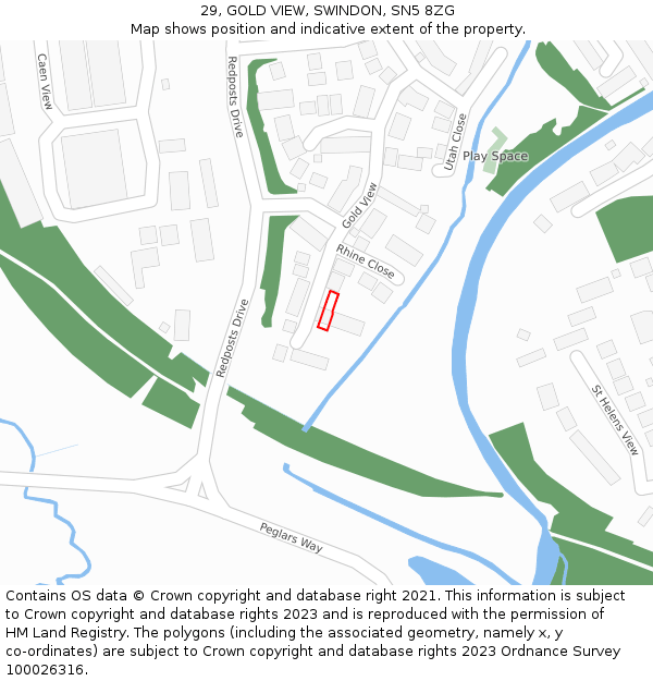 29, GOLD VIEW, SWINDON, SN5 8ZG: Location map and indicative extent of plot