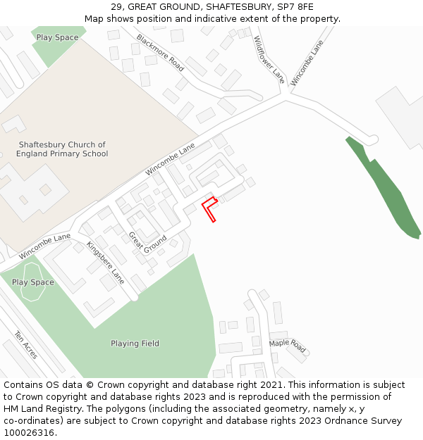 29, GREAT GROUND, SHAFTESBURY, SP7 8FE: Location map and indicative extent of plot