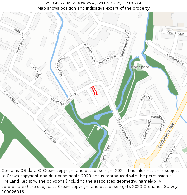 29, GREAT MEADOW WAY, AYLESBURY, HP19 7GF: Location map and indicative extent of plot