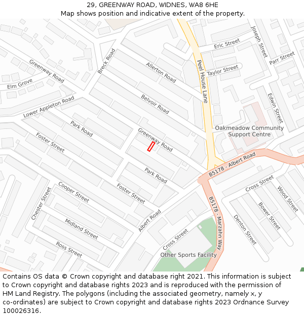 29, GREENWAY ROAD, WIDNES, WA8 6HE: Location map and indicative extent of plot