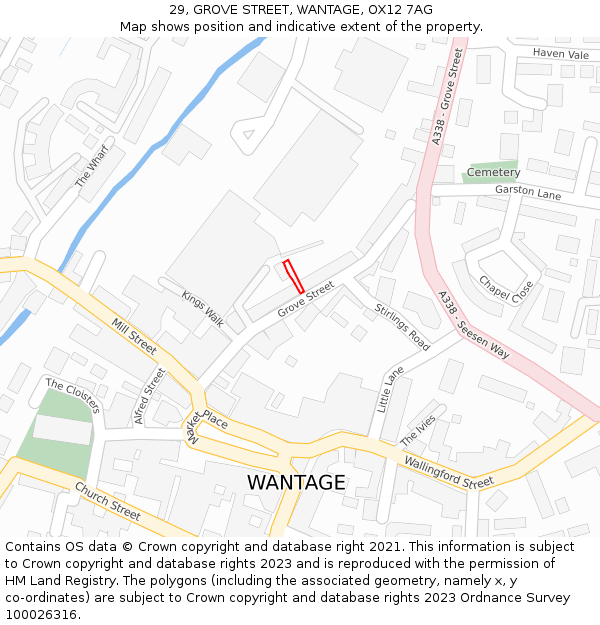 29, GROVE STREET, WANTAGE, OX12 7AG: Location map and indicative extent of plot