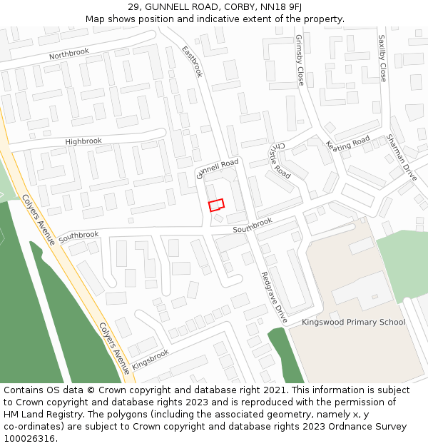 29, GUNNELL ROAD, CORBY, NN18 9FJ: Location map and indicative extent of plot