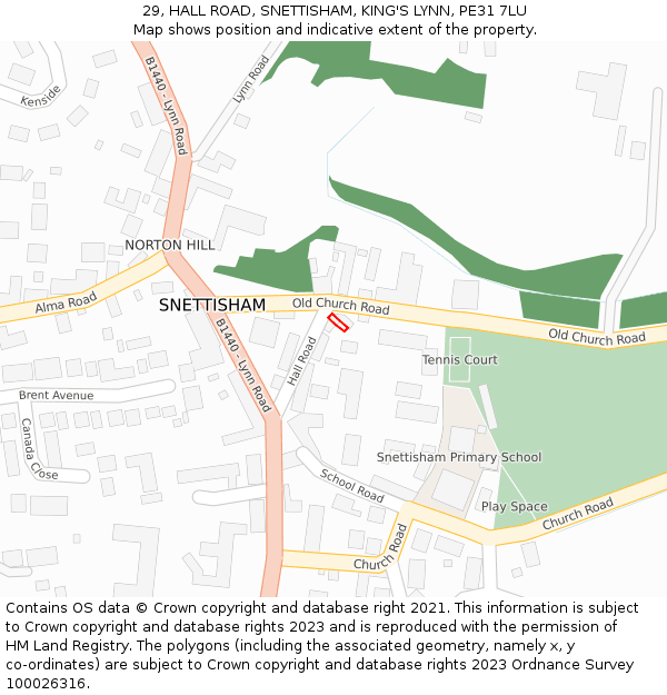 29, HALL ROAD, SNETTISHAM, KING'S LYNN, PE31 7LU: Location map and indicative extent of plot