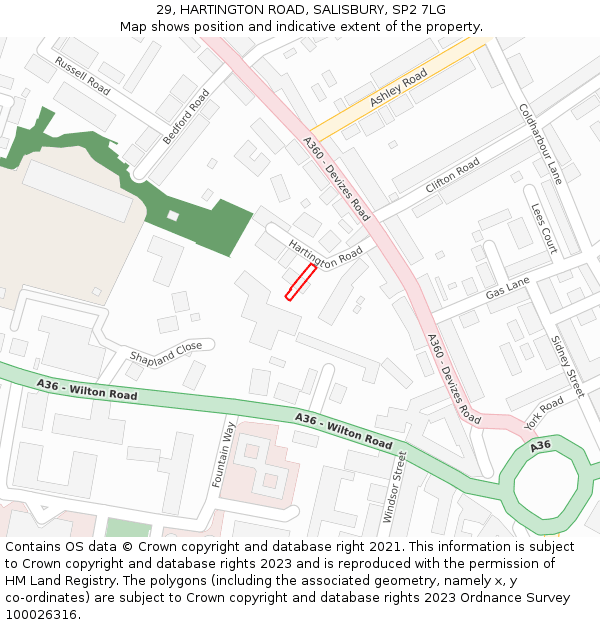 29, HARTINGTON ROAD, SALISBURY, SP2 7LG: Location map and indicative extent of plot