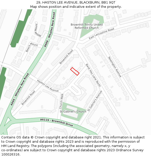 29, HASTON LEE AVENUE, BLACKBURN, BB1 9QT: Location map and indicative extent of plot