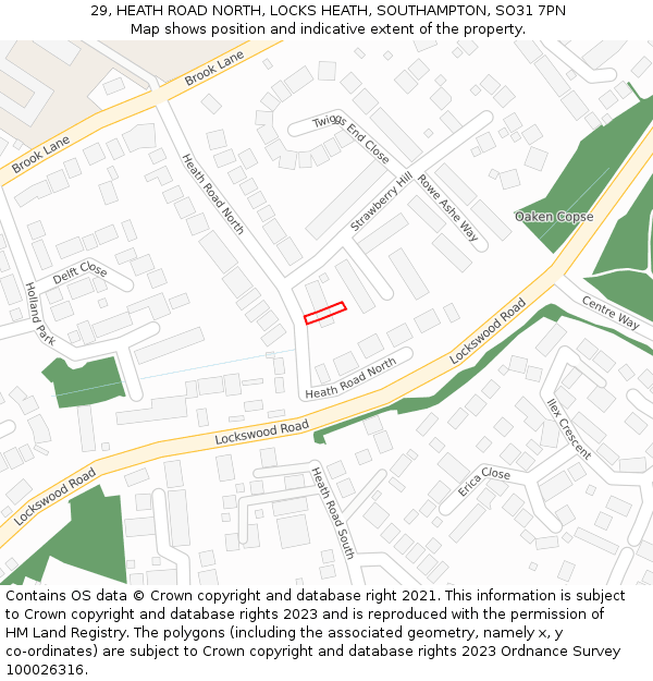 29, HEATH ROAD NORTH, LOCKS HEATH, SOUTHAMPTON, SO31 7PN: Location map and indicative extent of plot