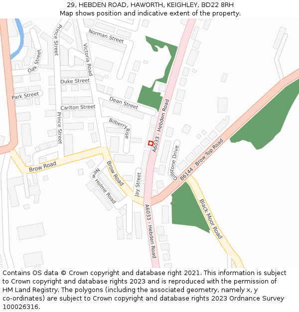 29, HEBDEN ROAD, HAWORTH, KEIGHLEY, BD22 8RH: Location map and indicative extent of plot