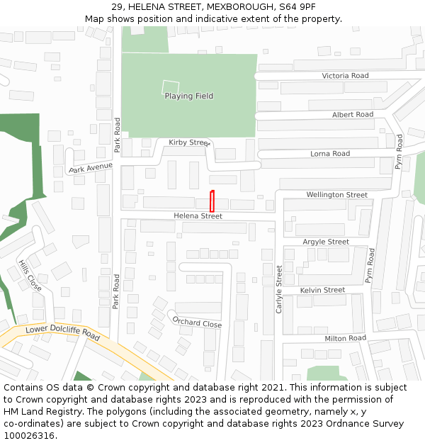 29, HELENA STREET, MEXBOROUGH, S64 9PF: Location map and indicative extent of plot