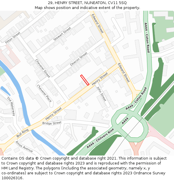 29, HENRY STREET, NUNEATON, CV11 5SQ: Location map and indicative extent of plot