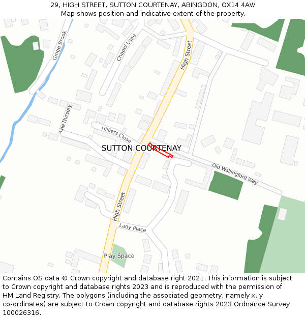 29, HIGH STREET, SUTTON COURTENAY, ABINGDON, OX14 4AW: Location map and indicative extent of plot