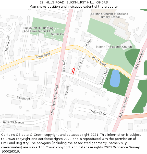 29, HILLS ROAD, BUCKHURST HILL, IG9 5RS: Location map and indicative extent of plot