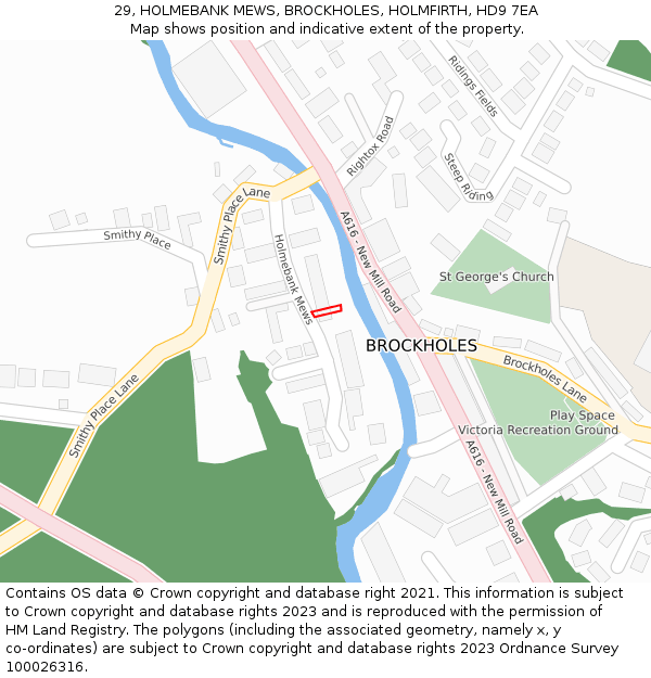 29, HOLMEBANK MEWS, BROCKHOLES, HOLMFIRTH, HD9 7EA: Location map and indicative extent of plot