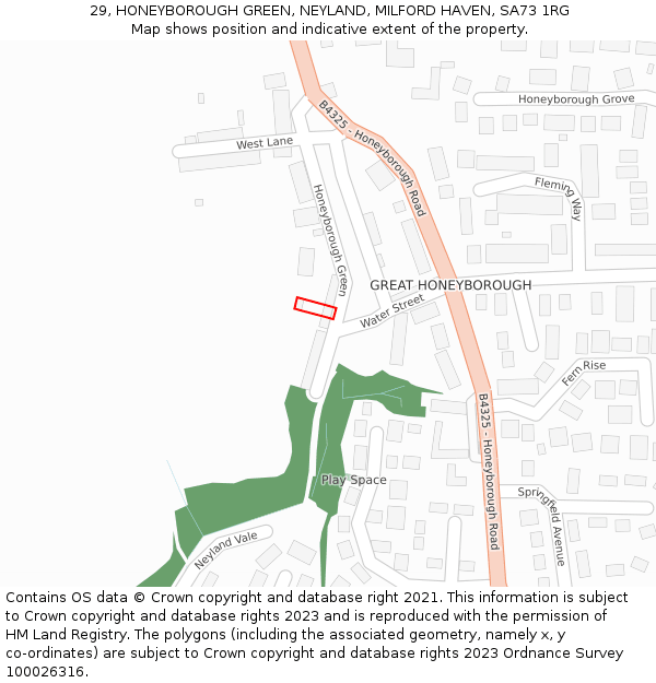 29, HONEYBOROUGH GREEN, NEYLAND, MILFORD HAVEN, SA73 1RG: Location map and indicative extent of plot