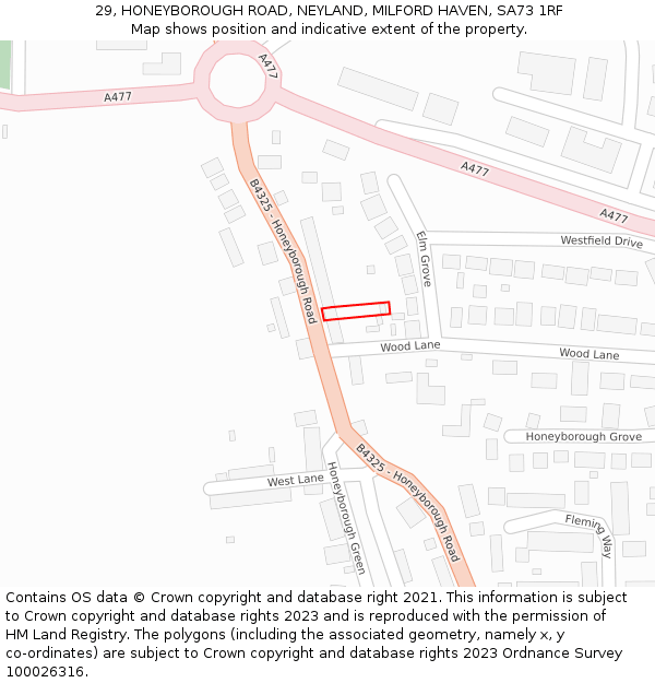29, HONEYBOROUGH ROAD, NEYLAND, MILFORD HAVEN, SA73 1RF: Location map and indicative extent of plot