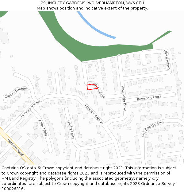 29, INGLEBY GARDENS, WOLVERHAMPTON, WV6 0TH: Location map and indicative extent of plot