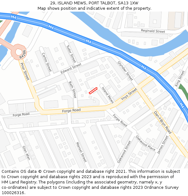 29, ISLAND MEWS, PORT TALBOT, SA13 1XW: Location map and indicative extent of plot