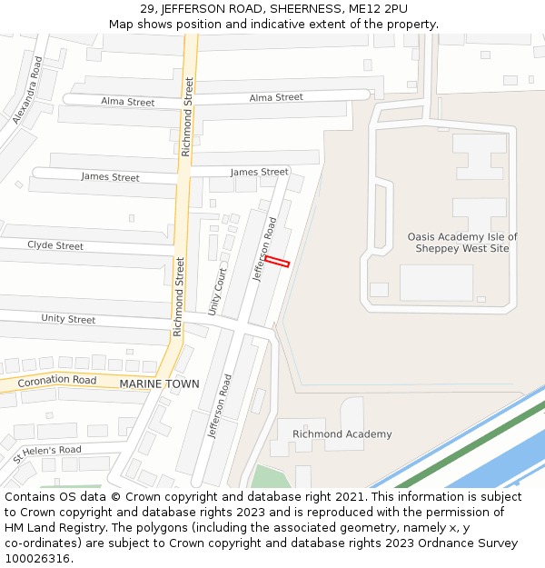 29, JEFFERSON ROAD, SHEERNESS, ME12 2PU: Location map and indicative extent of plot