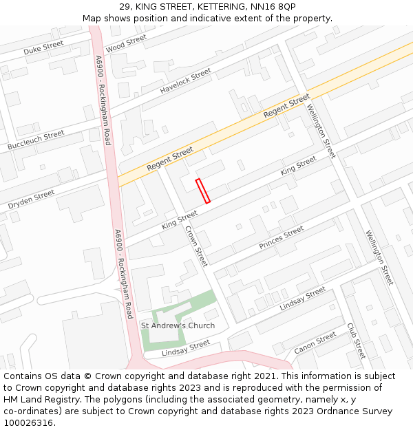 29, KING STREET, KETTERING, NN16 8QP: Location map and indicative extent of plot
