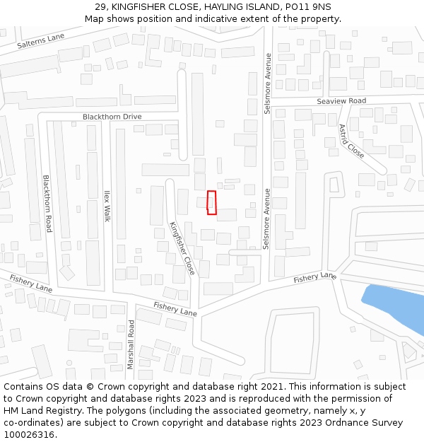 29, KINGFISHER CLOSE, HAYLING ISLAND, PO11 9NS: Location map and indicative extent of plot