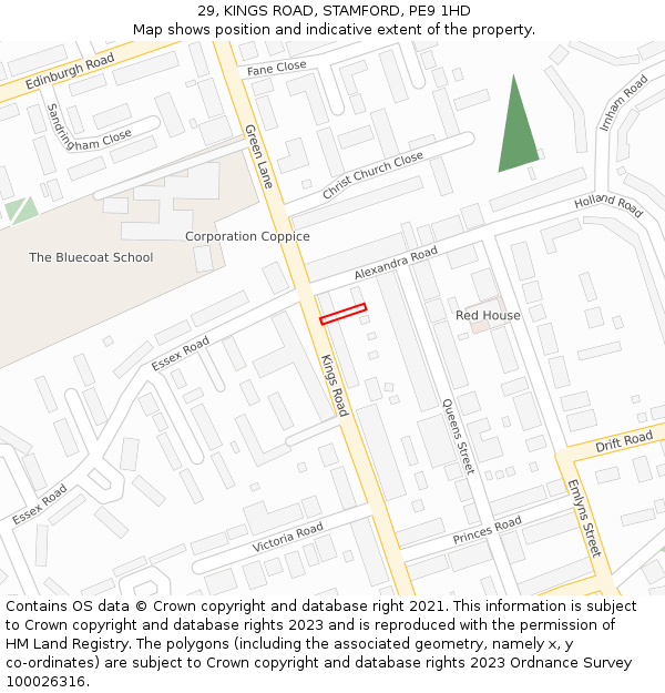 29, KINGS ROAD, STAMFORD, PE9 1HD: Location map and indicative extent of plot