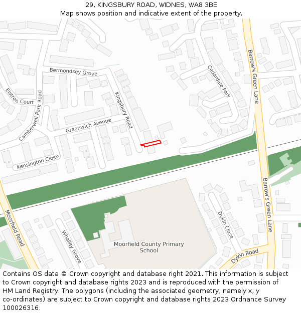 29, KINGSBURY ROAD, WIDNES, WA8 3BE: Location map and indicative extent of plot