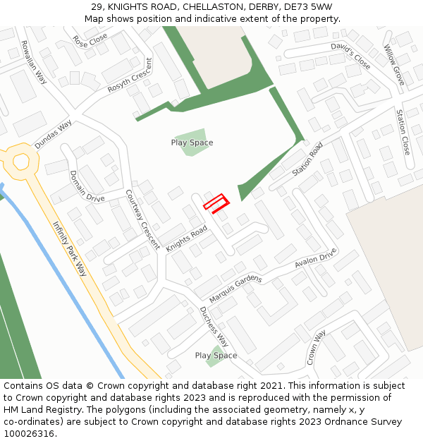 29, KNIGHTS ROAD, CHELLASTON, DERBY, DE73 5WW: Location map and indicative extent of plot