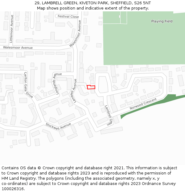 29, LAMBRELL GREEN, KIVETON PARK, SHEFFIELD, S26 5NT: Location map and indicative extent of plot