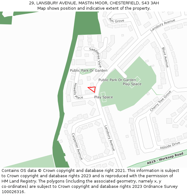 29, LANSBURY AVENUE, MASTIN MOOR, CHESTERFIELD, S43 3AH: Location map and indicative extent of plot
