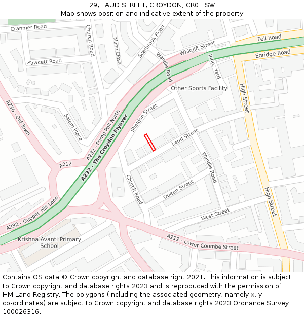 29, LAUD STREET, CROYDON, CR0 1SW: Location map and indicative extent of plot
