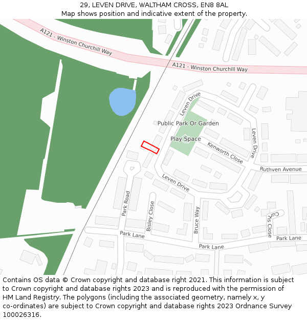 29, LEVEN DRIVE, WALTHAM CROSS, EN8 8AL: Location map and indicative extent of plot