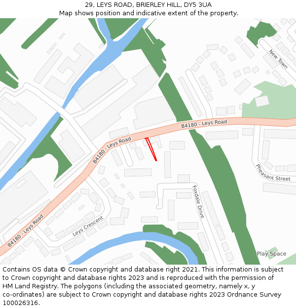 29, LEYS ROAD, BRIERLEY HILL, DY5 3UA: Location map and indicative extent of plot