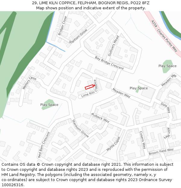 29, LIME KILN COPPICE, FELPHAM, BOGNOR REGIS, PO22 8FZ: Location map and indicative extent of plot