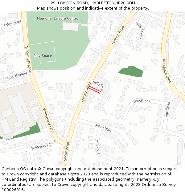 29, LONDON ROAD, HARLESTON, IP20 9BH: Location map and indicative extent of plot