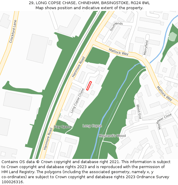 29, LONG COPSE CHASE, CHINEHAM, BASINGSTOKE, RG24 8WL: Location map and indicative extent of plot