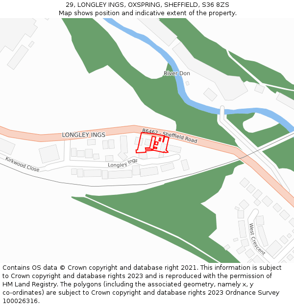 29, LONGLEY INGS, OXSPRING, SHEFFIELD, S36 8ZS: Location map and indicative extent of plot