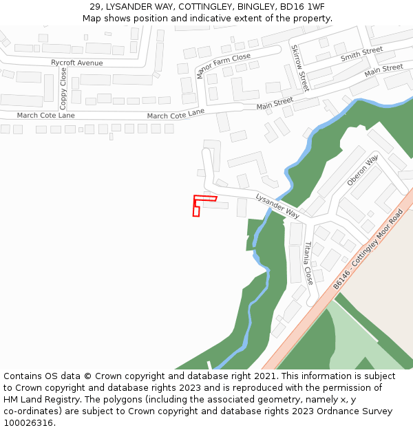 29, LYSANDER WAY, COTTINGLEY, BINGLEY, BD16 1WF: Location map and indicative extent of plot