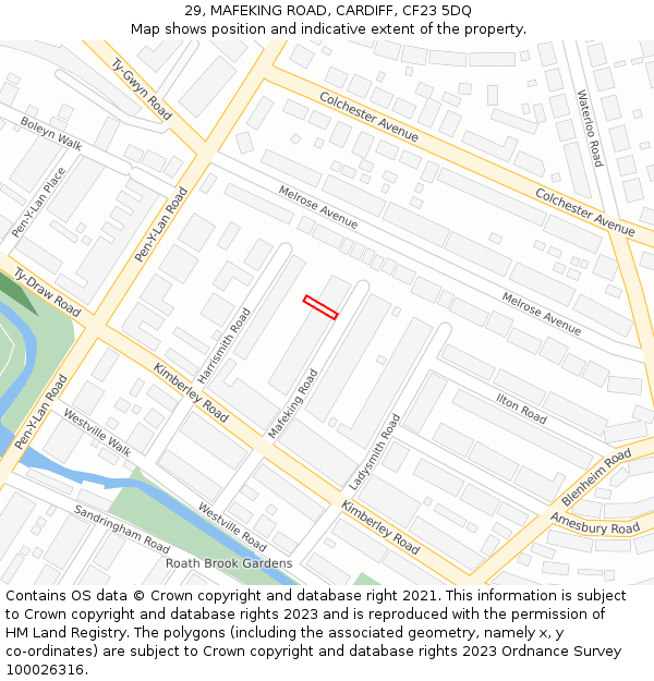 29, MAFEKING ROAD, CARDIFF, CF23 5DQ: Location map and indicative extent of plot