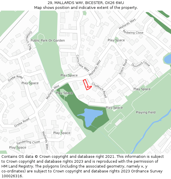 29, MALLARDS WAY, BICESTER, OX26 6WU: Location map and indicative extent of plot
