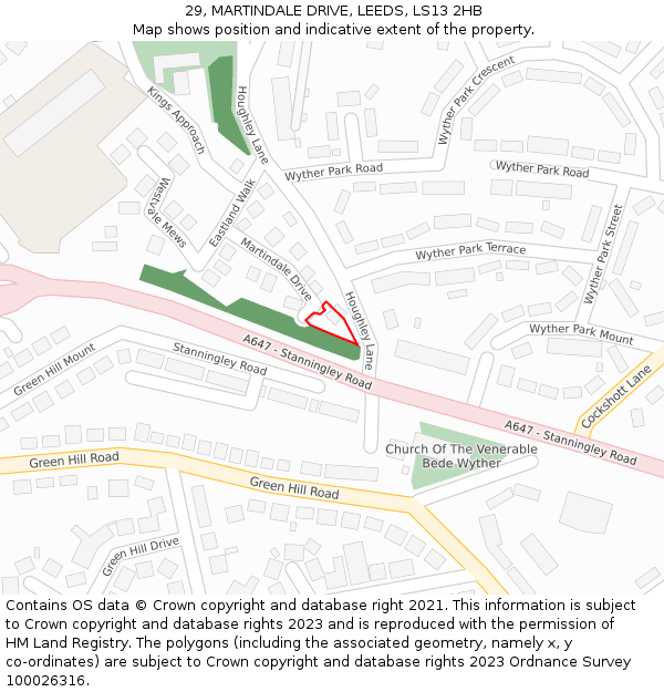 29, MARTINDALE DRIVE, LEEDS, LS13 2HB: Location map and indicative extent of plot