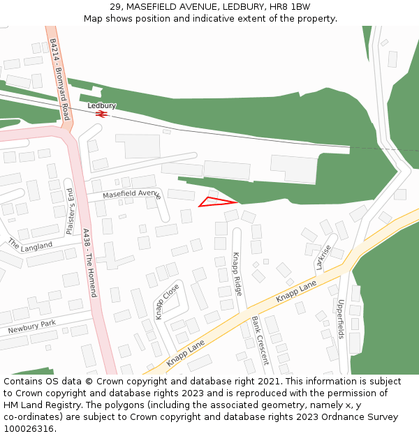 29, MASEFIELD AVENUE, LEDBURY, HR8 1BW: Location map and indicative extent of plot