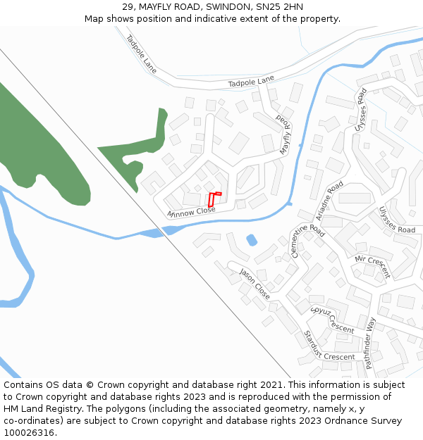 29, MAYFLY ROAD, SWINDON, SN25 2HN: Location map and indicative extent of plot
