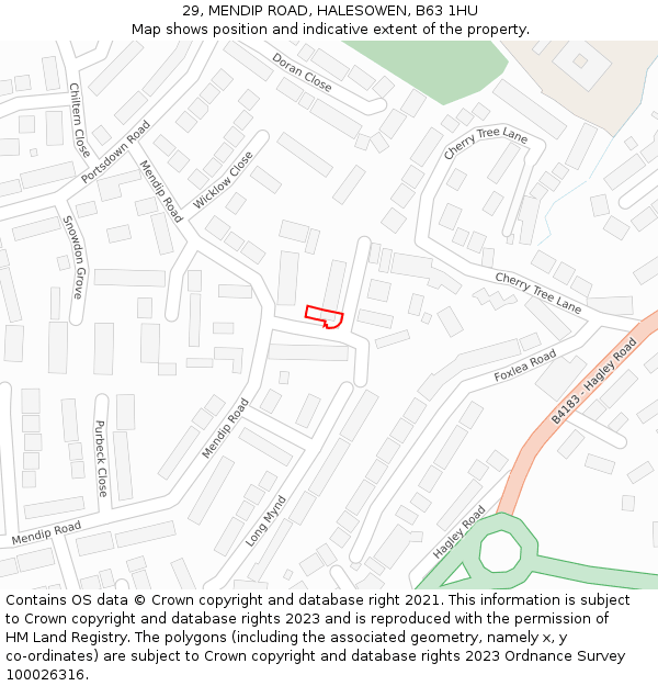 29, MENDIP ROAD, HALESOWEN, B63 1HU: Location map and indicative extent of plot