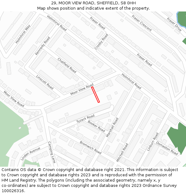 29, MOOR VIEW ROAD, SHEFFIELD, S8 0HH: Location map and indicative extent of plot