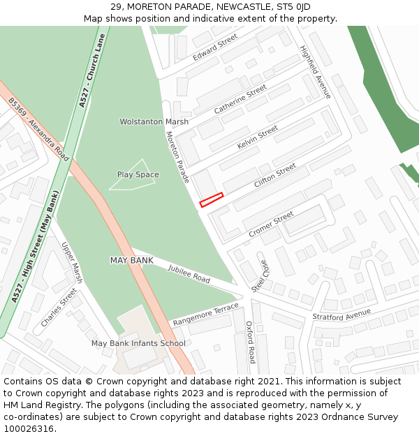 29, MORETON PARADE, NEWCASTLE, ST5 0JD: Location map and indicative extent of plot