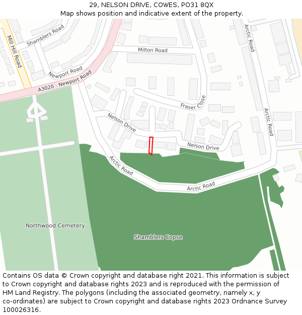 29, NELSON DRIVE, COWES, PO31 8QX: Location map and indicative extent of plot