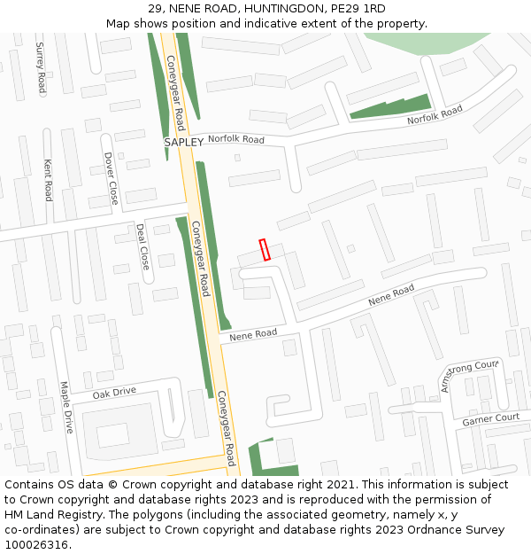 29, NENE ROAD, HUNTINGDON, PE29 1RD: Location map and indicative extent of plot