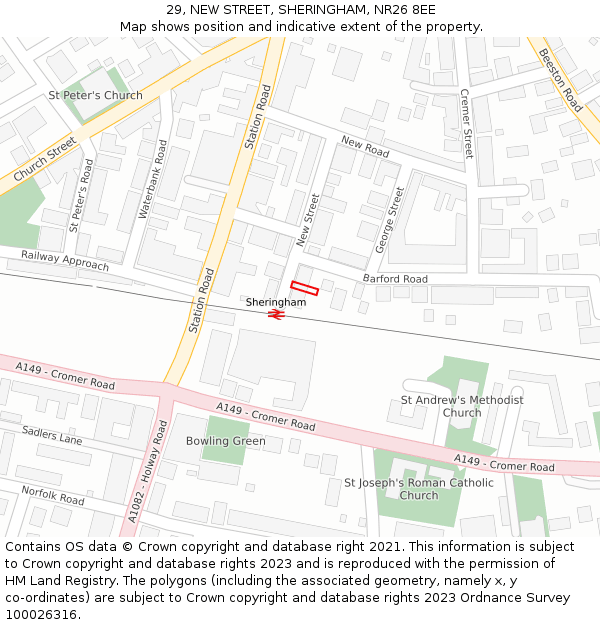 29, NEW STREET, SHERINGHAM, NR26 8EE: Location map and indicative extent of plot