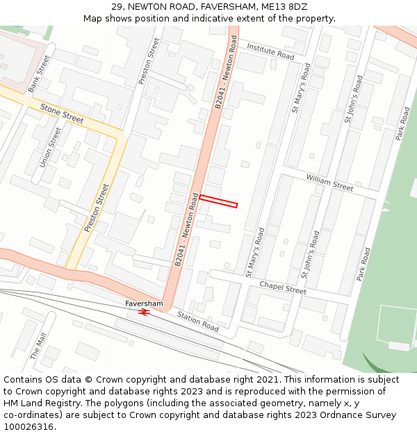 29, NEWTON ROAD, FAVERSHAM, ME13 8DZ: Location map and indicative extent of plot